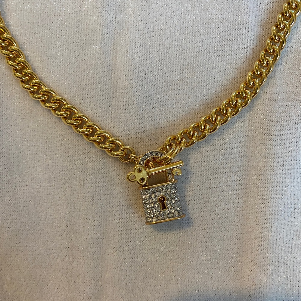 Juicy Couture Lock Short Necklace Gold Color